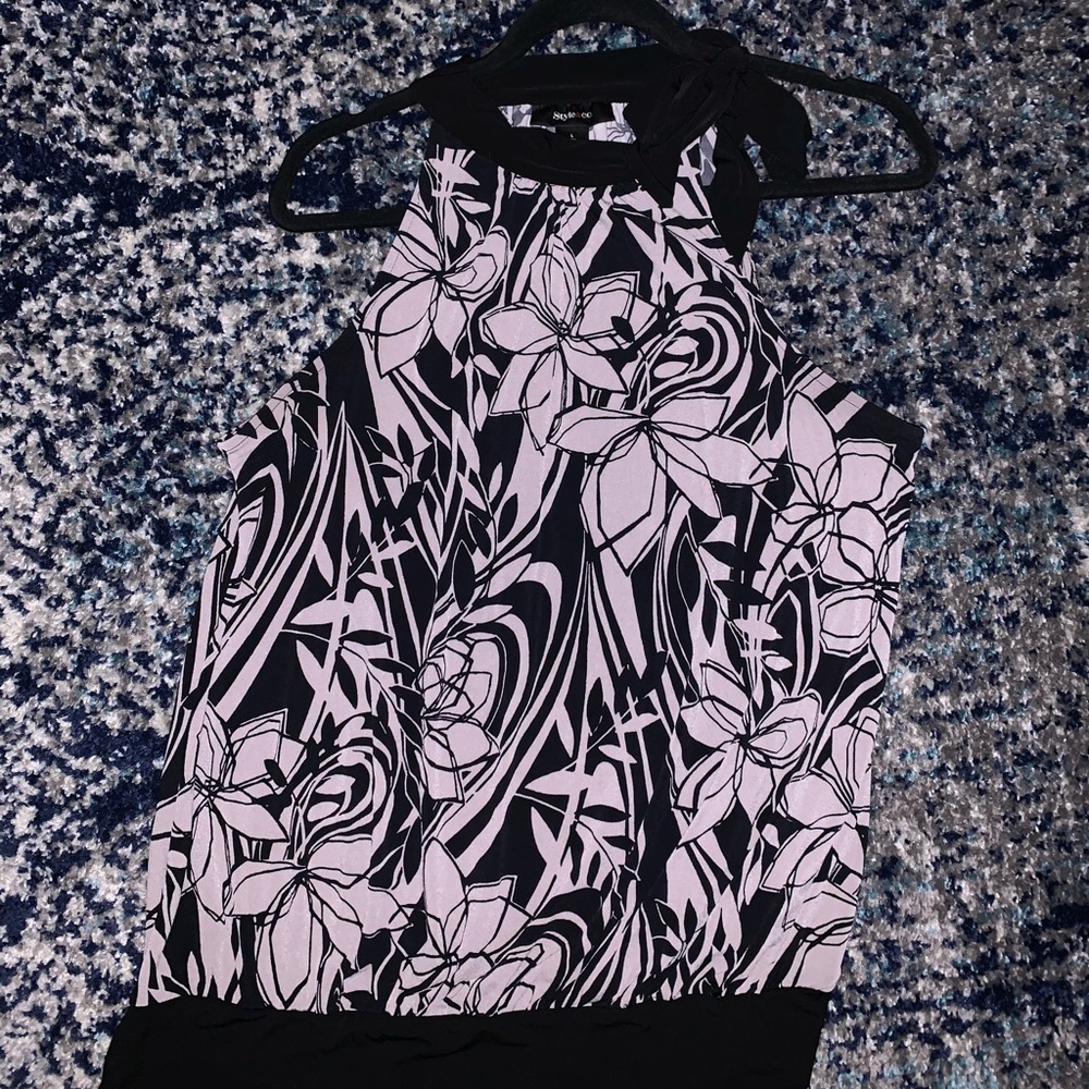 Black and grey high neck tank top